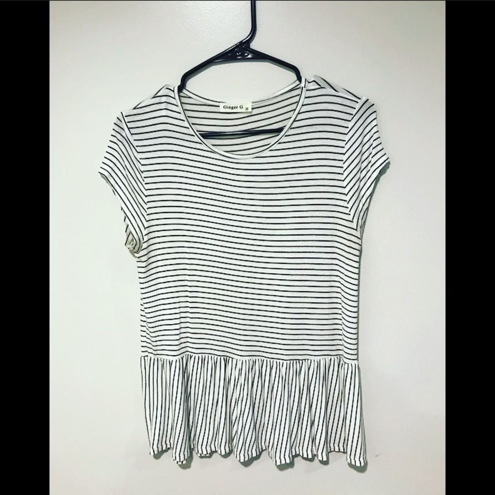 Black n white striped peplum shirt